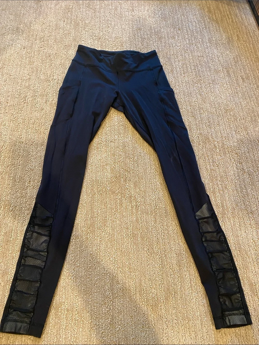 lululemon athletica Black Leggings with Mesh Insets